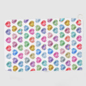 ダイヤモンドハート水彩柄かわいいパステルガーリー ゴルフタオル (横)