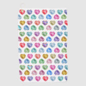 ダイヤモンドハート水彩柄かわいいパステルガーリー ゴルフタオル (正面)