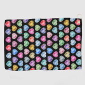 ダイヤモンドハート水彩柄かわいいパステルガーリー ゴルフタオル (横)