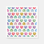 ダイヤモンドハート水彩柄かわいいパステルガーリー スタンダードカクテルナプキン (正面)