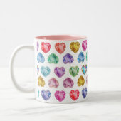 ダイヤモンドハート水彩柄かわいいパステルガーリー ツートーンマグカップ (左)
