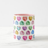 ダイヤモンドハート水彩柄かわいいパステルガーリー ツートーンマグカップ (中央)