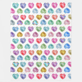 ダイヤモンドハート水彩柄かわいいパステルガーリー フリースブランケット