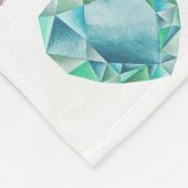 ダイヤモンドハート水彩柄かわいいパステルガーリー フリースブランケット (角)