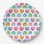 ダイヤモンドハート水彩柄かわいいパステルガーリー ペーパープレート (正面)
