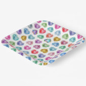 ダイヤモンドハート水彩柄かわいいパステルガーリー ペーパープレート (傾斜あり)