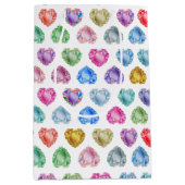 ダイヤモンドハート水彩柄かわいいパステルガーリー ミディアムペーパーバッグ (正面)