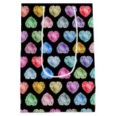 ダイヤモンドハート水彩柄かわいいパステルガーリー ミディアムペーパーバッグ (裏面)