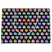 ダイヤモンドハート水彩柄かわいいパステルガーリー ラージペーパーバッグ (正面)