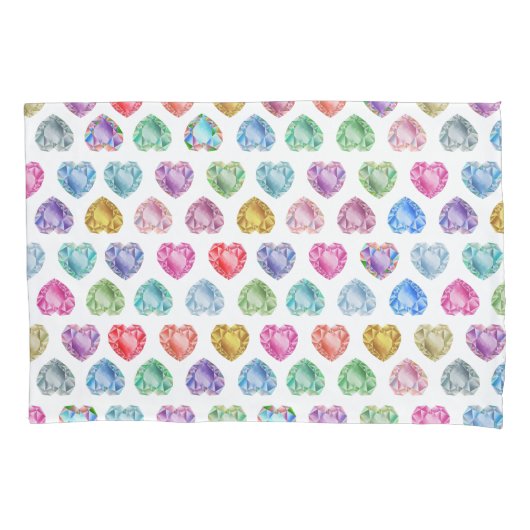 ダイヤモンドハート水彩柄かわいいパステルガーリー 枕カバー (正面)