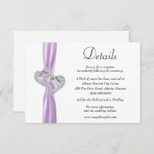 ダイヤモンドハート紫結婚リボン詳細