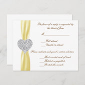 ダイヤモンドハート結婚イエローの応答カード 出欠カード (正面/裏面)