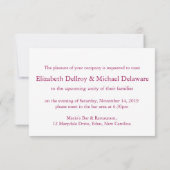 ダイヤモンドハート結婚ピンクのリハーサル招待状 招待状 (裏面)