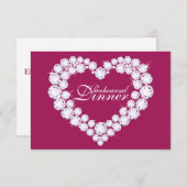 ダイヤモンドハート結婚ピンクのリハーサル招待状 招待状 (正面/裏面)