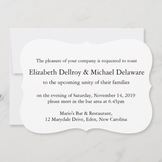 ダイヤモンドハート結婚ピンクのリハーサル招待状 招待状 (裏面)