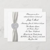 ダイヤモンドハート結婚ホワイトのリハーサルディナー 招待状 (正面/裏面)