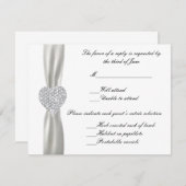 ダイヤモンドハート結婚ホワイトの応答カード 出欠カード (正面/裏面)