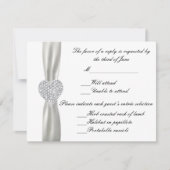 ダイヤモンドハート結婚ホワイトの応答カード 出欠カード (正面)
