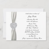 ダイヤモンドハート結婚ホワイトブライダルシャワー招待状 招待状 (正面)