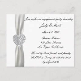 ダイヤモンドハート結婚ホワイト婚約パーティInvite 招待状