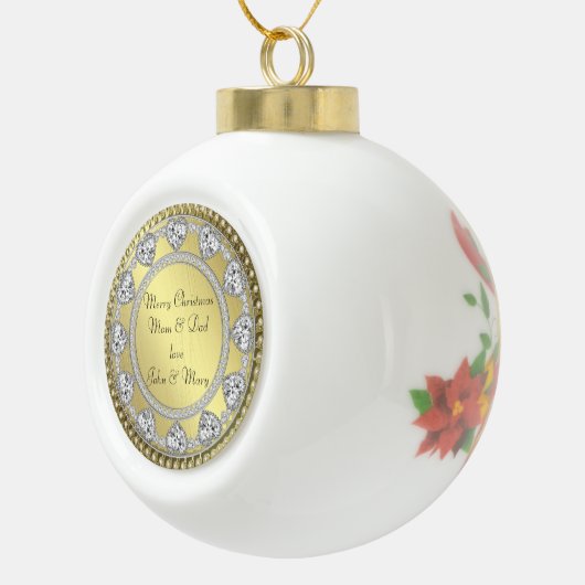 ダイヤモンドハート金ゴールドクリスマスセラミックオーナメント セラミックボールオーナメント (右)