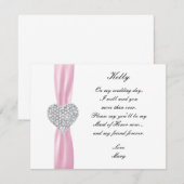 ダイヤモンドハート ピンク ウェディング メイド オブ オナー カード (正面/裏面)