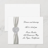 ダイヤモンドハート ホワイト ウェディング レセプション カード (正面/裏面)