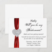 ダイヤモンドハート レッドウェディング ブライズメイド カード (正面/裏面)