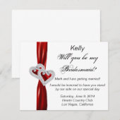 ダイヤモンドハート 赤いウェディング ブライドスマン カード (正面/裏面)