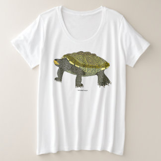 ダイヤモンドバックテラピン(白) - 女子用プラスサイズTシャツ プラスサイズTシャツ