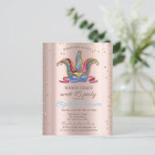 ダイヤモンドバラカラフル金ゴールドマスクスイーツ16 インビテーションポストカード (スタンド正面)