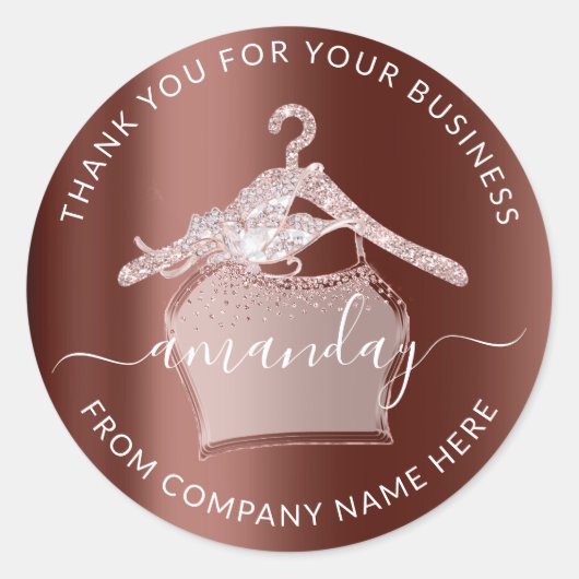 ダイヤモンドバラ衣類掛け金のロゴ名感謝してい店 ラウンドシール (正面)