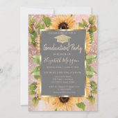 ダイヤモンドバラ金ゴールドグリッターひまわり卒業 招待状 (正面)