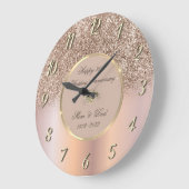 ダイヤモンドバラ金ゴールドグリッター50結婚's Anniversy ラージ壁時計 (傾斜)