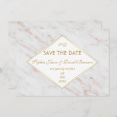 ダイヤモンドバラ金ゴールド大理石結婚式の日付を保存 招待状 (正面/裏面)
