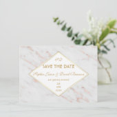 ダイヤモンドバラ金ゴールド大理石結婚式の日付を保存 招待状 (スタンド正面)