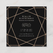 ダイヤモンドバラ金ゴールド宝石の幾何学的スタイリッシュ写真 スクエア名刺 (裏面)