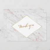 ダイヤモンドバラ金ゴールド結婚大理石の感謝 サンキューカード (正面/裏面)