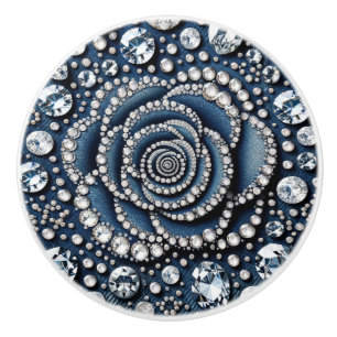 ダイヤモンドバラ&デニムグラムきらきら光る セラミックノブ