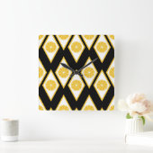 ダイヤモンドパターモダンンの柑橘系スライス スクエア壁時計 (ホーム)