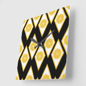 ダイヤモンドパターモダンンの柑橘系スライス スクエア壁時計 (傾斜)