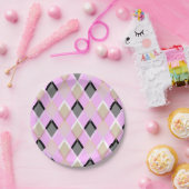 ダイヤモンドパターンピロー屋外薄紫 ペーパープレート (パーティー)