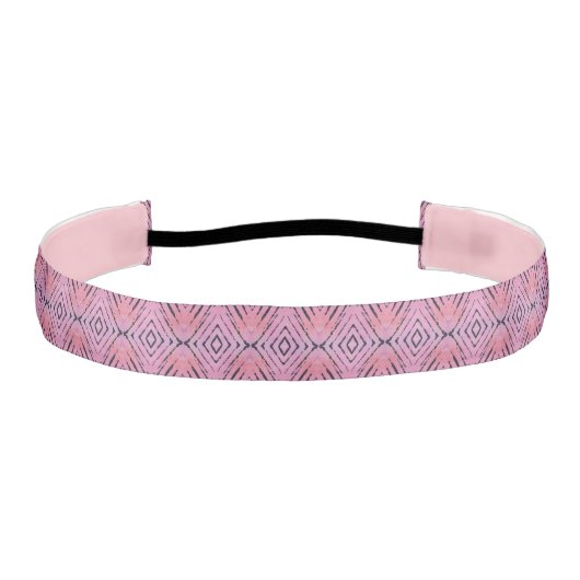 ダイヤモンドパターンピンクと黒の非ヘッドバスリップまたは滑ることンド アスレチックヘッドバンド (正面)