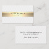 ダイヤモンドパターンホワイト金ゴールドリボン 名刺 (正面/裏面)