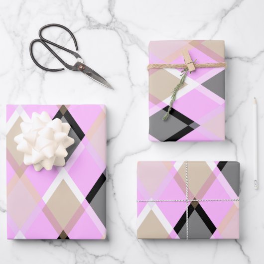 ダイヤモンドパターンラッピング紙薄紫 ラッピングペーパーシート (正面)