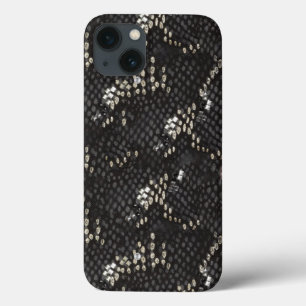 ダイヤモンドパターン付き黒蛇の皮 iPhone 13ケース