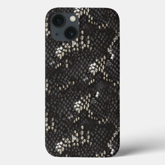 ダイヤモンドパターン付き黒蛇の皮 Case-Mate iPhoneケース (裏面)