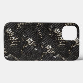 ダイヤモンドパターン付き黒蛇の皮 Case-Mate iPhoneケース (裏面 (横))