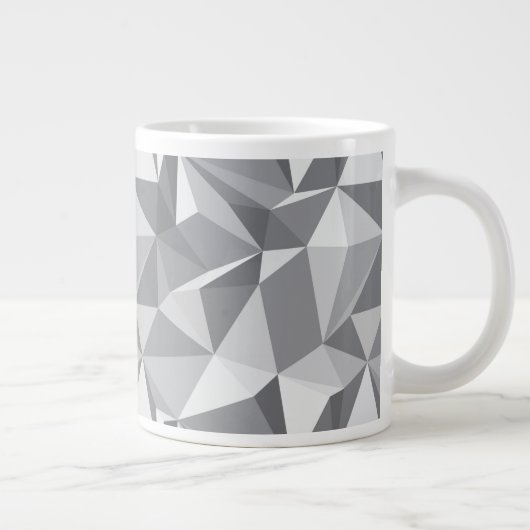 ダイヤモンドパターン-抽象的な多角形 ジャンボコーヒーマグカップ (右)