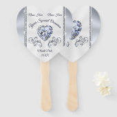 ダイヤモンドパーソナライズされたハートの結婚バルクのファン ハンドファン (正面&裏面)